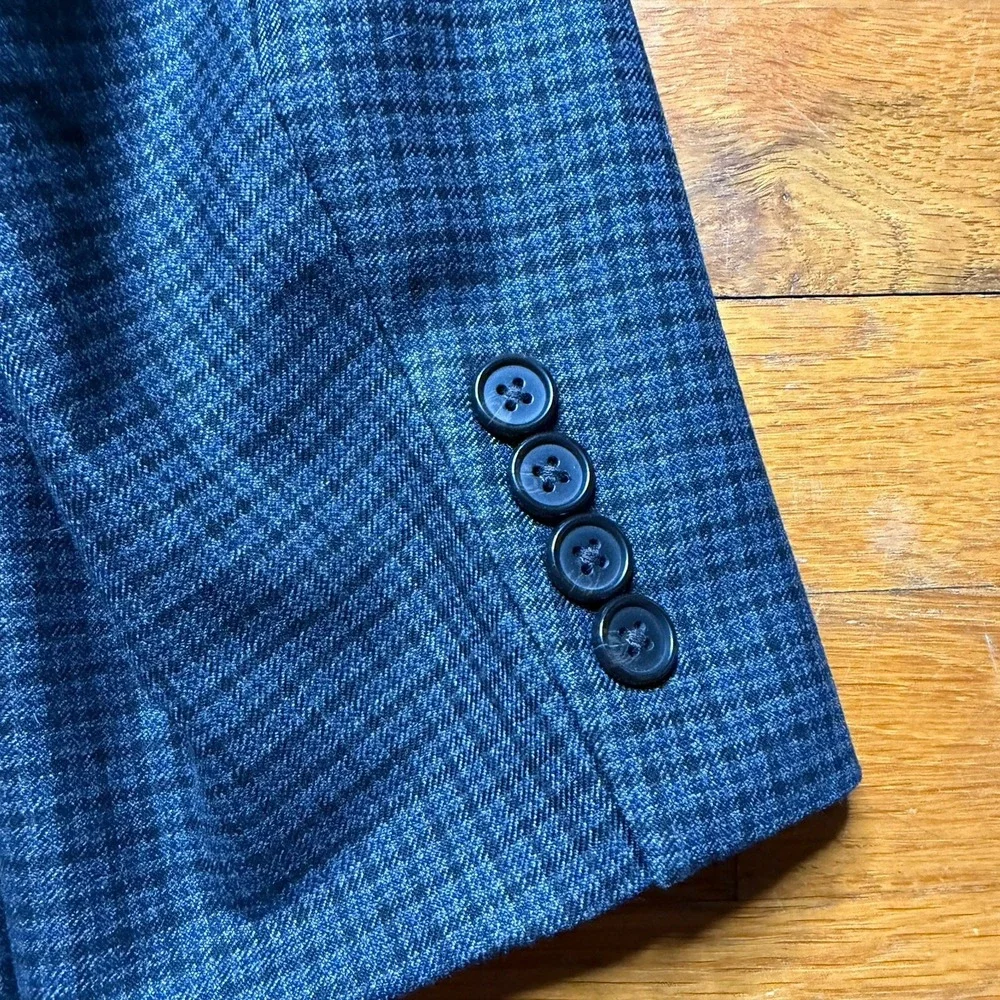 Ralph Lauren Blazer Men 48L Performance Blend Blue Glen Plaid Houndstooth Check
